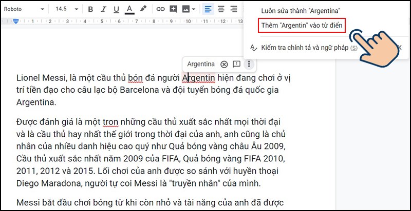 Chọn vào chữ muốn thêm vào từ điển và chọn vào icon 3 chấm.