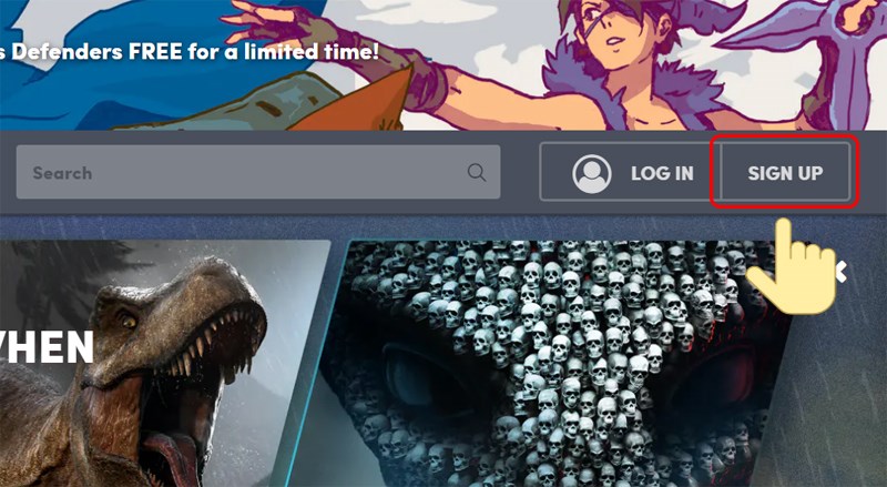 Chọn SIGN UP ở trang chủ Humble Bundle