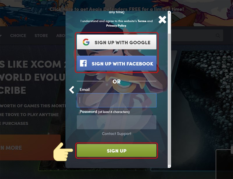 Nhập đầy đủ Email và Password