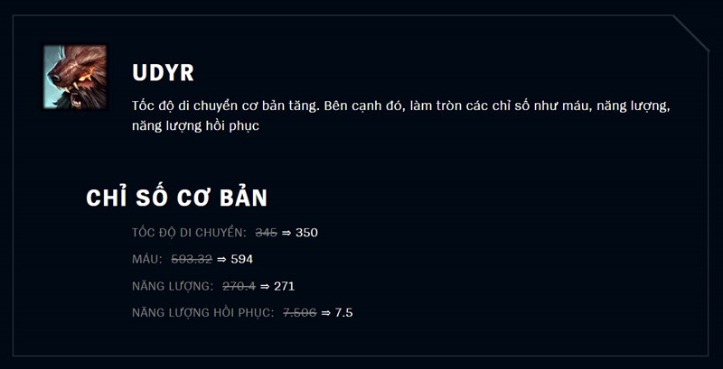 ốc độ di chuyển cơ bản tăng. Làm tròn các chỉ số như máu, năng lượng, năng lượng hồi phục