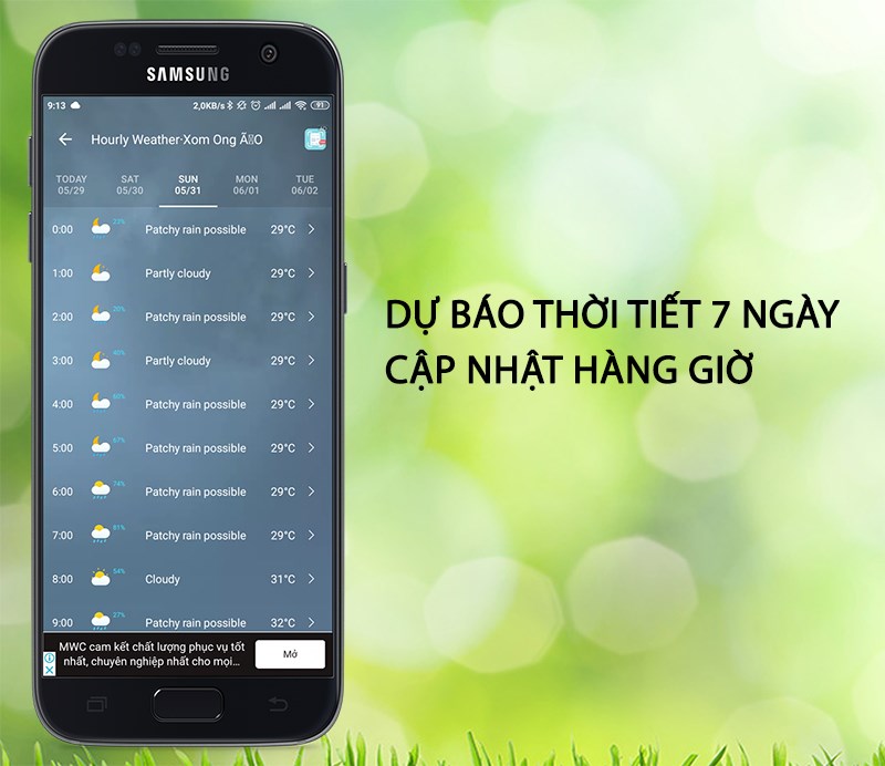 Dự báo thời tiết trong 7 ngày, cập nhật hàng giờ