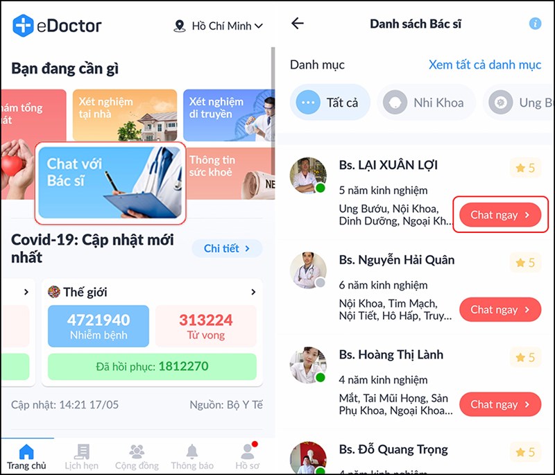 eDoctor chat online với bác sĩ