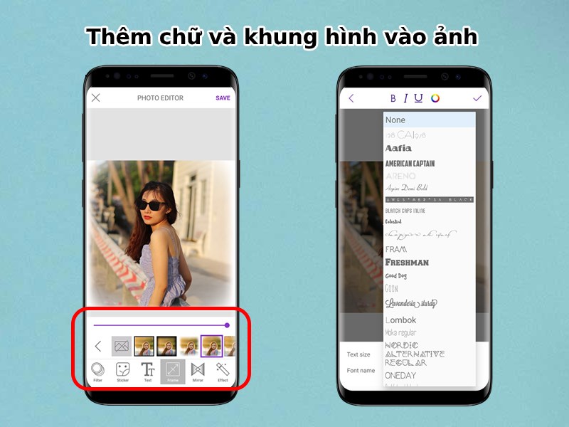 Th&ecirc;m chữ v&agrave; khung h&igrave;nh v&agrave;o ảnh