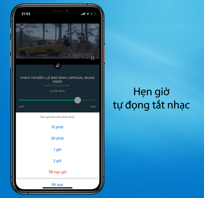 Hẹn giờ tự động tắt nhạc