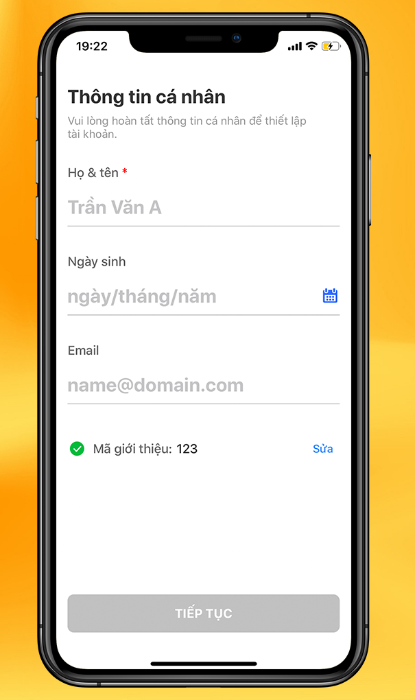 Nhập thông tin cá nhân