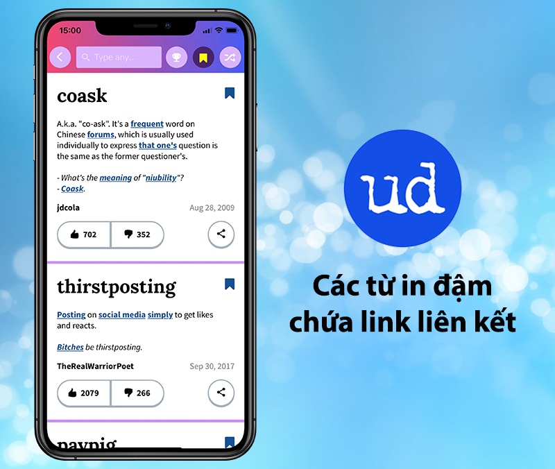 Nhấn v&agrave;o từ c&oacute; chứa link để xem th&ecirc;m nghĩa của từ