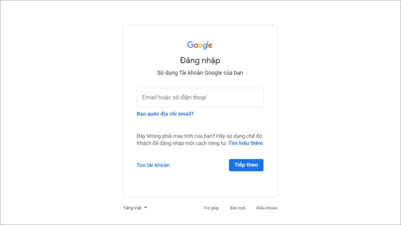 Đăng nhập tài khoản Google