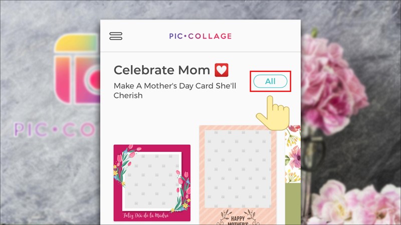 Xem danh s&aacute;ch thiệp mẫu ở mục Celecrate Mom