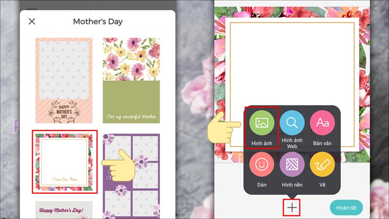 Chọn thiệp mẫu v&agrave; th&ecirc;m ảnh v&agrave;o