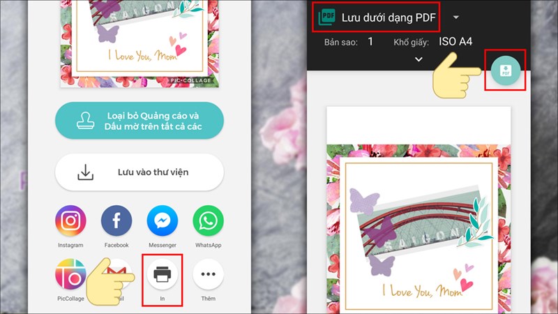 In v&agrave; Lưu dưới dạng PDF tấm thiệp của bạn