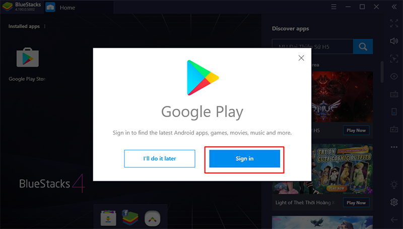 Đăng nhập vào Google Play bằng tài khoản Gmail