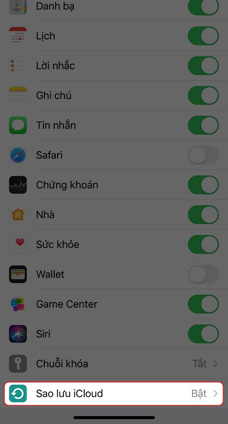 Sao lưu và khôi phục tin nhắn thông qua iCloud