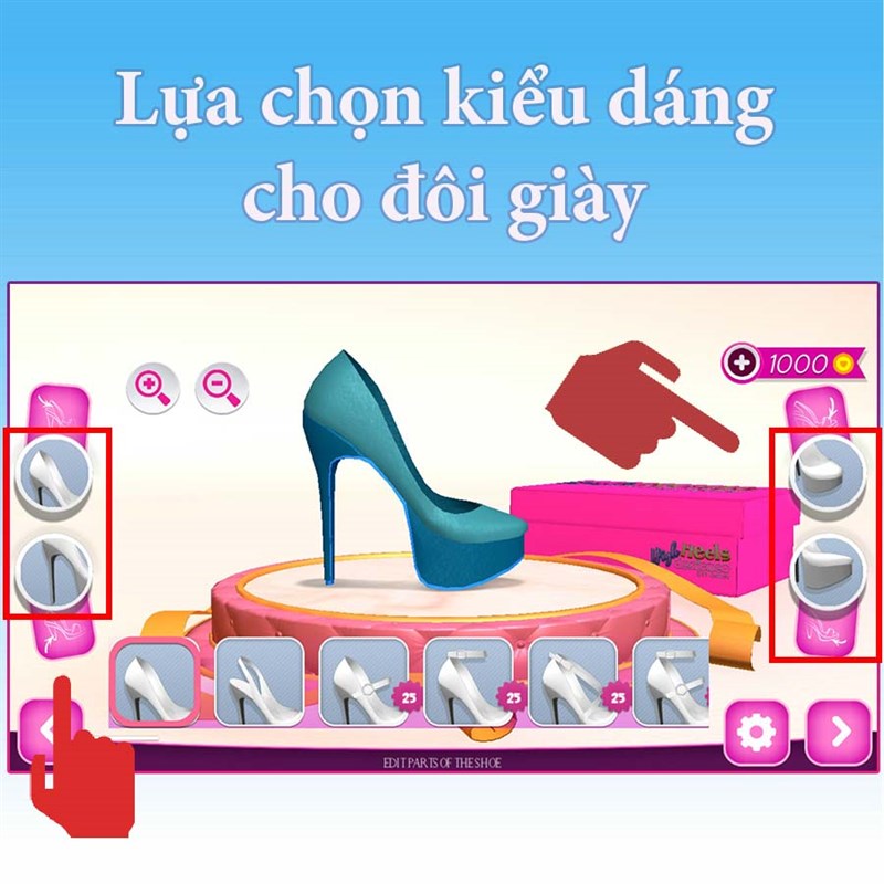 T&ugrave;y chọn kiểu g&oacute;t, kiểu quai v&agrave; mũi gi&agrave;y