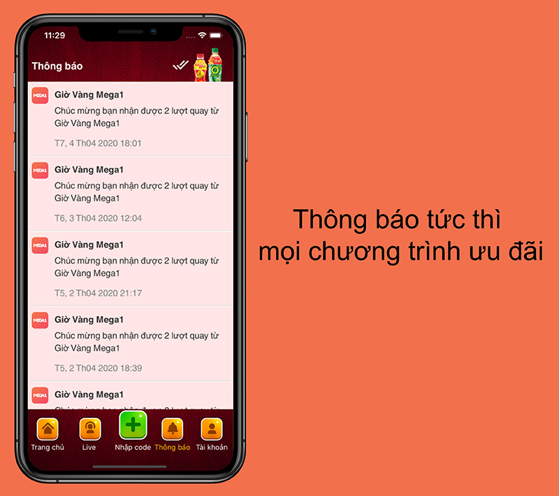 Ứng dụng thông báo tức thì mọi chương trình ưu đãi