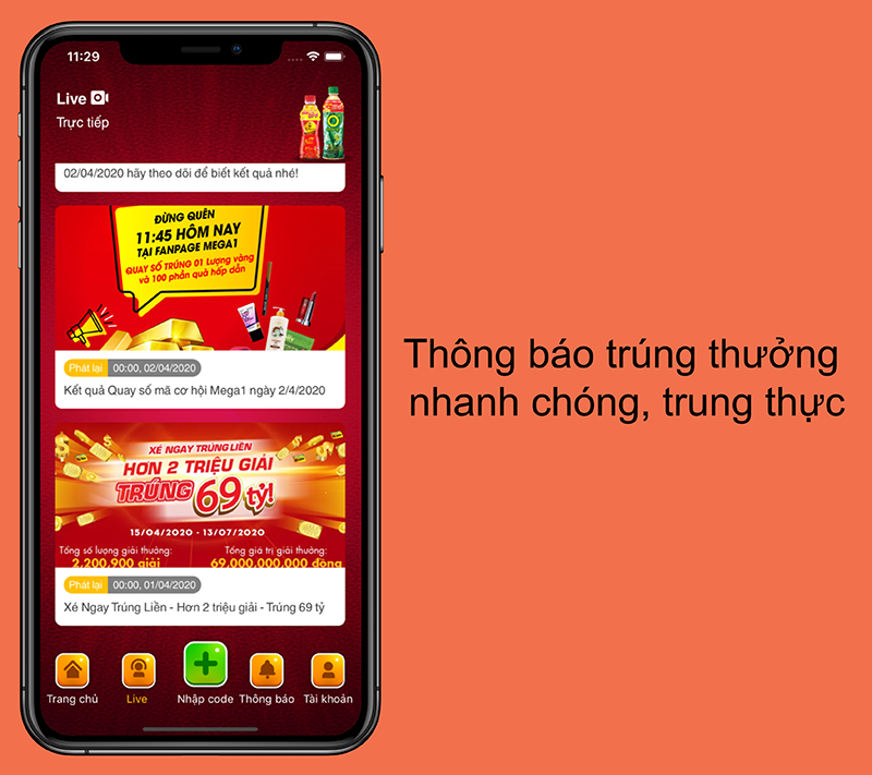 Thông báo trúng thưởng nhanh chóng, trung thực