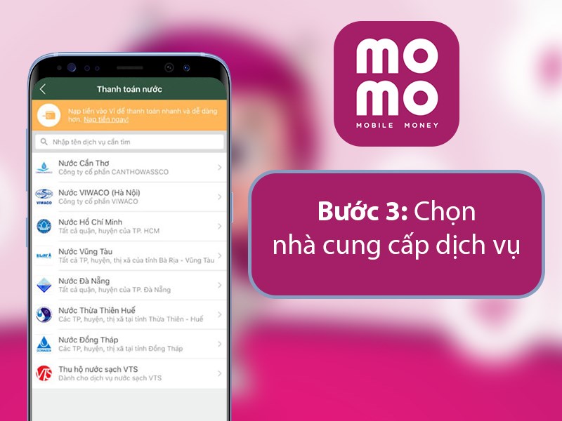 Bước 3: Chọn Nhà cung cấp dịch vụ