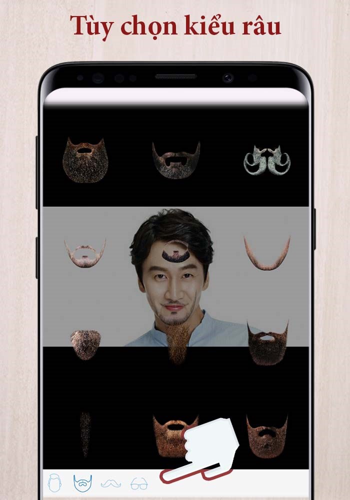 Có sẵn các kiểu râu ngắn, râu dài và kính mắt