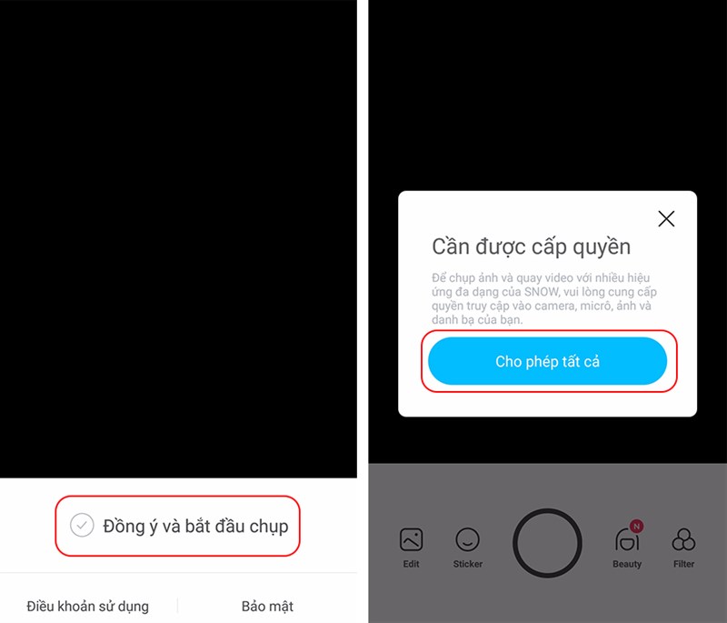 Cấp quyền cho ứng dụng.