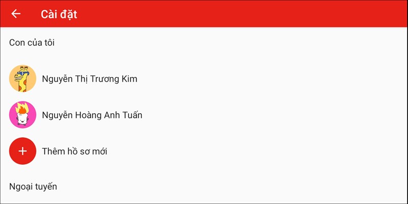 Tạo hồ sơ cho từng trẻ tr&ecirc;n Youtube Kids