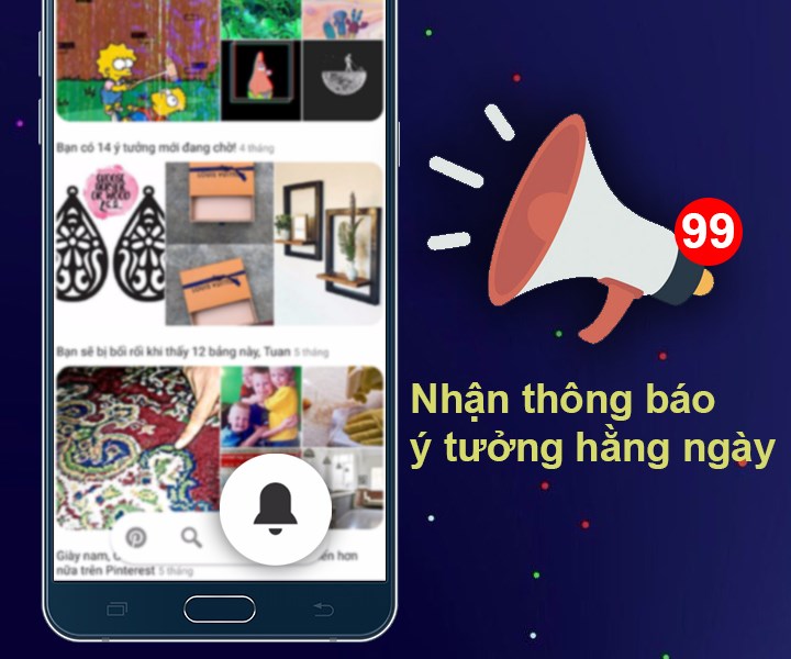 Nhận thông báo thường xuyên trên ứng dụng Pinterest