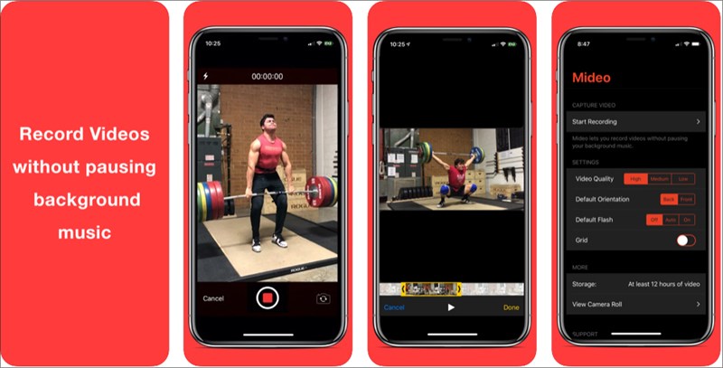 Ứng dụng Mideo: Record with Music