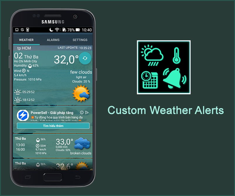 ứng dụng Custom Weather Alerts