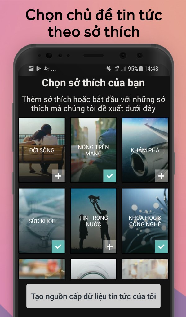 Chọn chủ đề tin theo sở thích