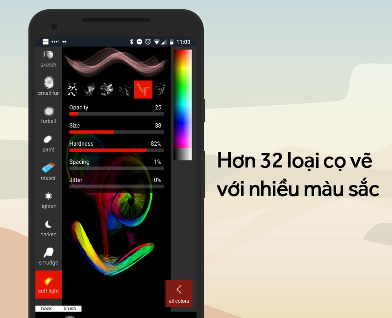 32 loại cọ vẽ với nhiều m&agrave;u sắc kh&aacute;c nhau