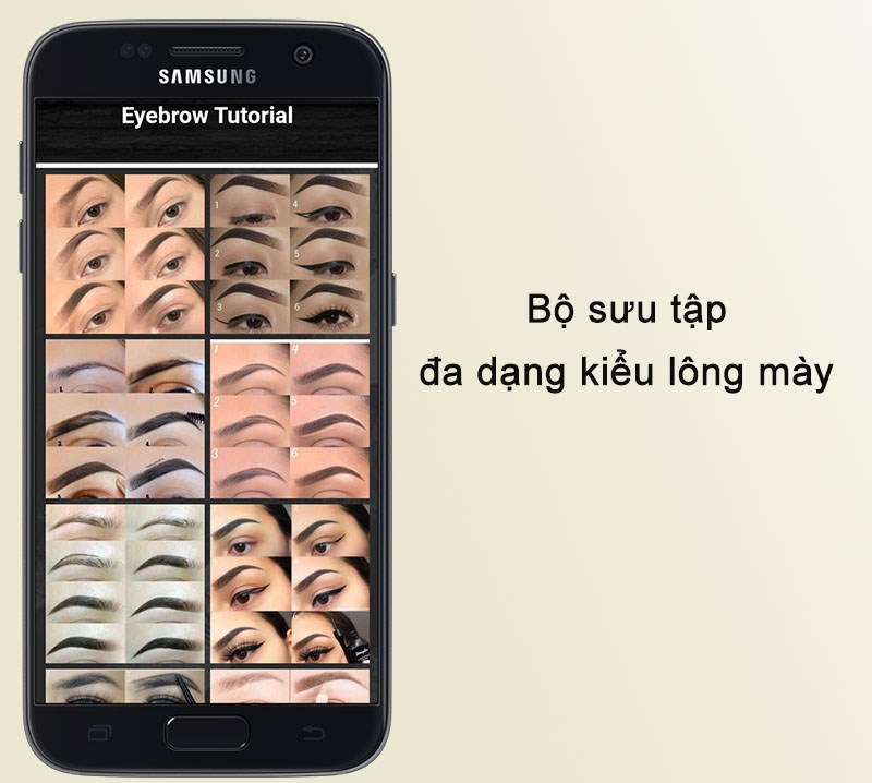 Bộ sưu tập đa dạng kiểu lông mày trên ứng dụng Hướng dẫn tạo lông mày