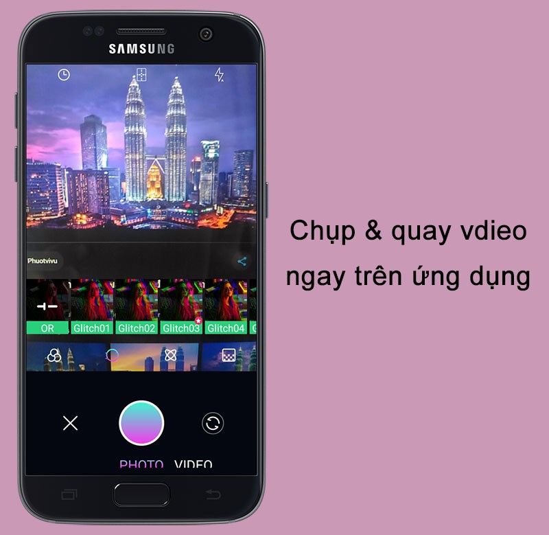 hỗ trợ chụp & quay video ngay trên ứng dụng với hiệu ứng Glitch