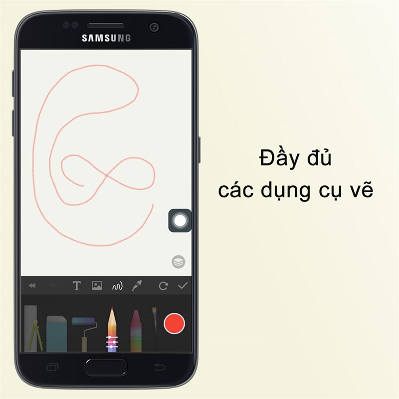 Đầy c&aacute;c dụng cụ vẽ tr&ecirc;n ứng dụng PaperColor