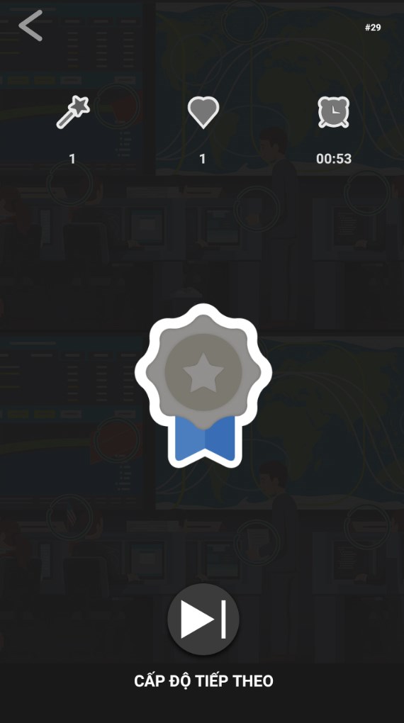 Kết quả khi qua màn