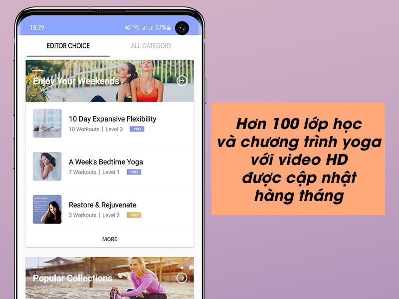 Hơn 100 lớp học và chương trình yoga với video HD được cập nhật hàng tháng