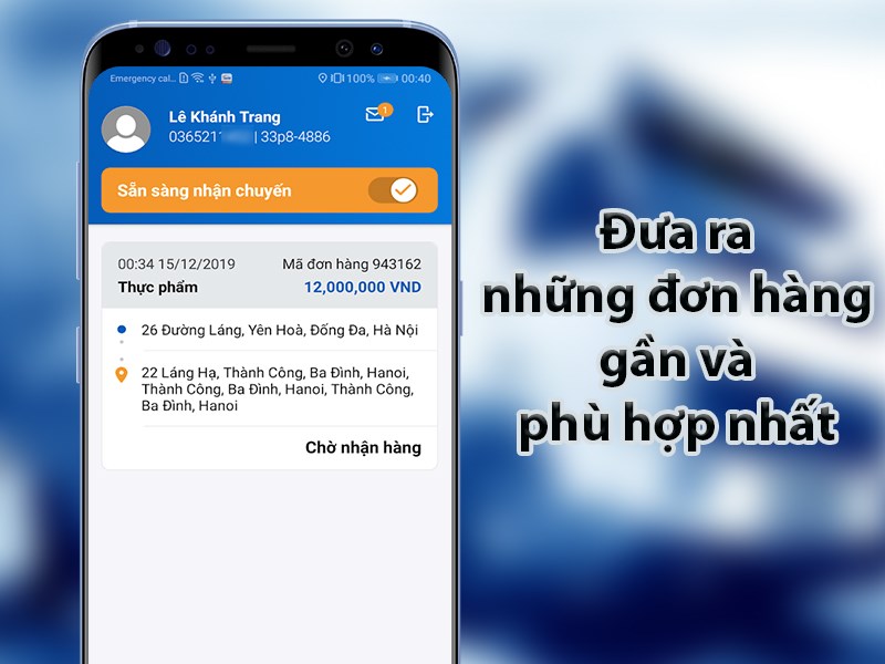 Đưa ra những đơn hàng gần và phù hợp nhất