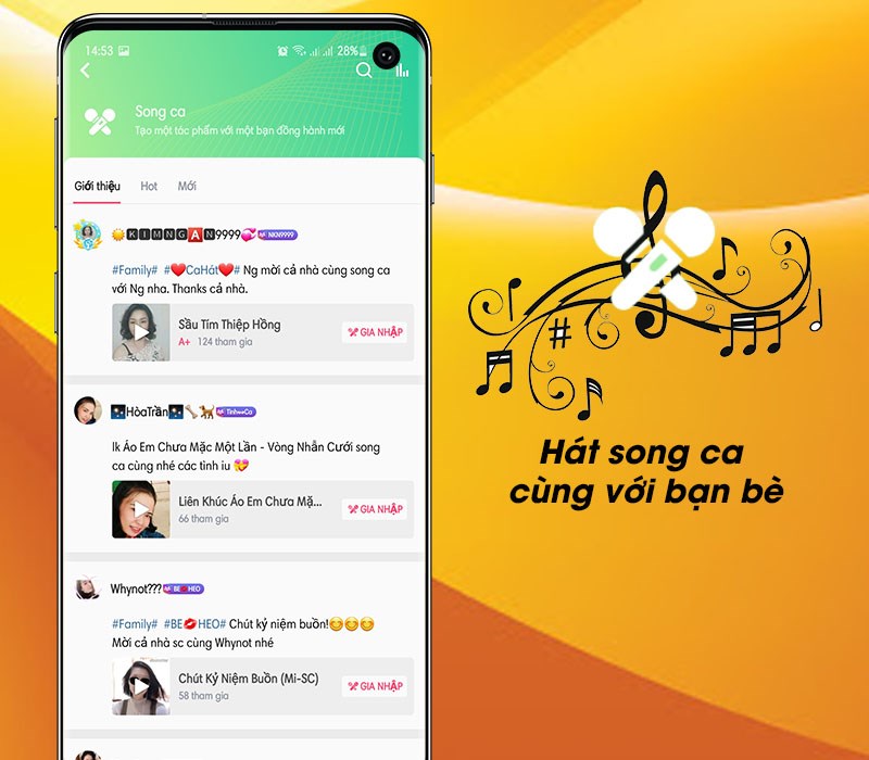 Hát song ca cùng với bạn bè