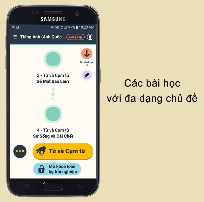 cung cấp các bài học với đa dạng chủ đề trên ứng dụng Learn Languages with Memrise