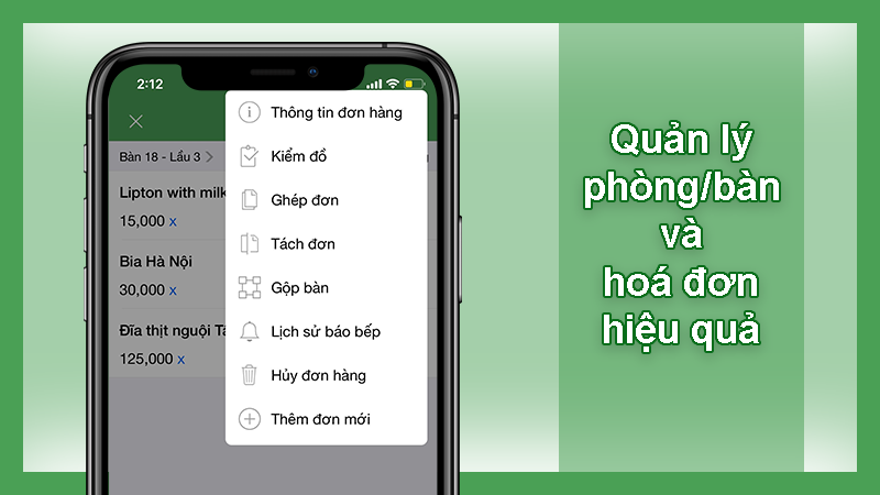 Quản lý phòng bàn và hoá đơn