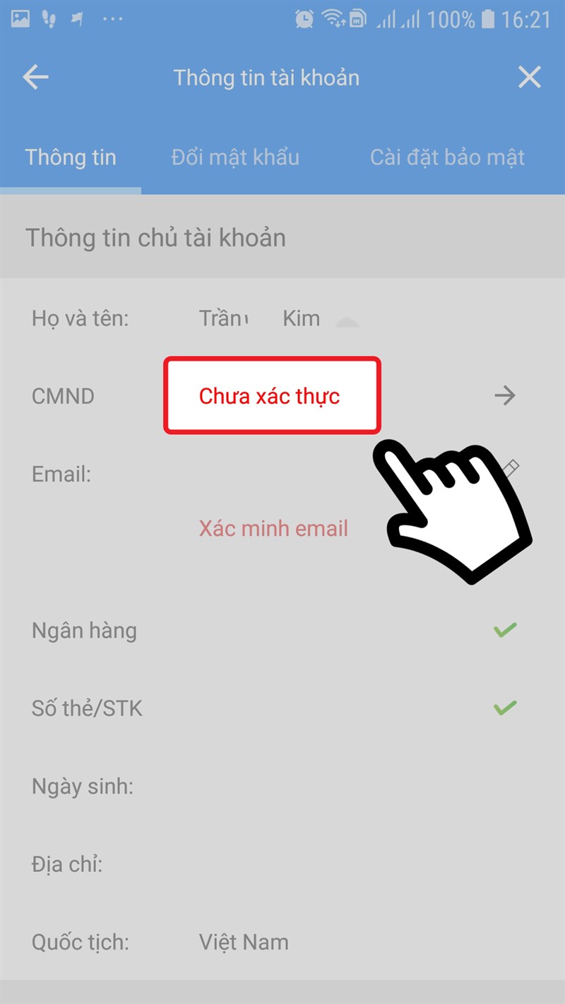 Chọn chưa x&aacute;c thực