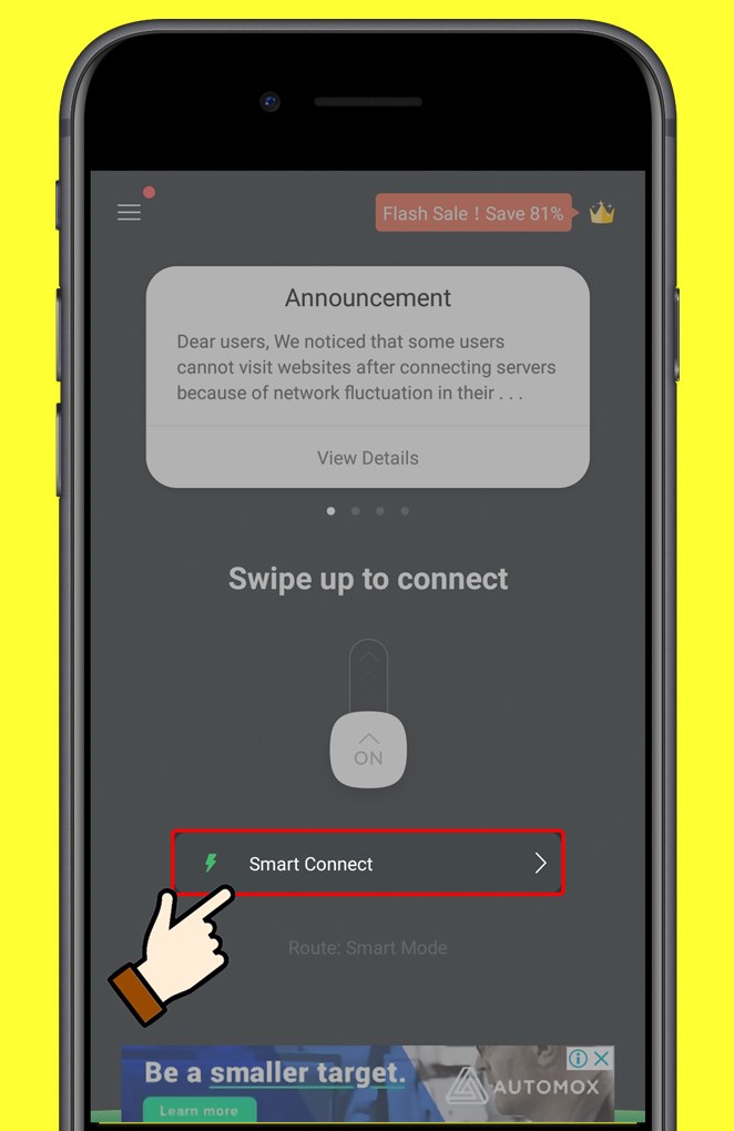 Bấm vào Smart Connect để xem chi tiết các địa chỉ IP VPN trên từng quốc gia