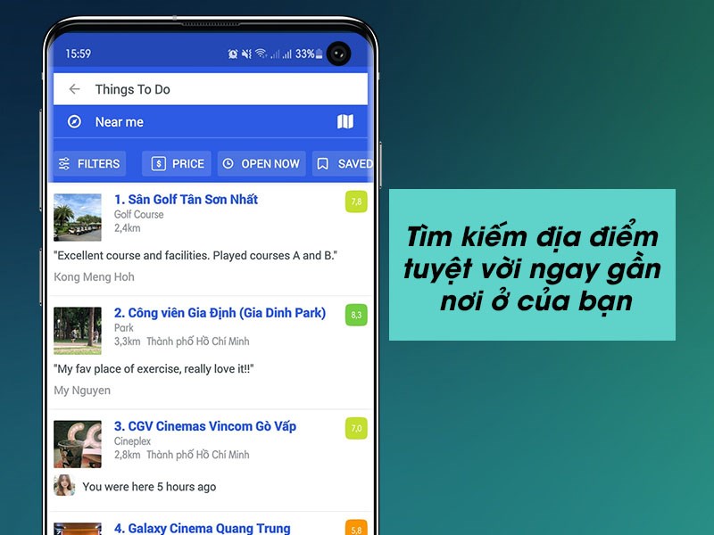 Tìm kiếm địa điểm tuyệt vời ngay gần nơi ở của bạn