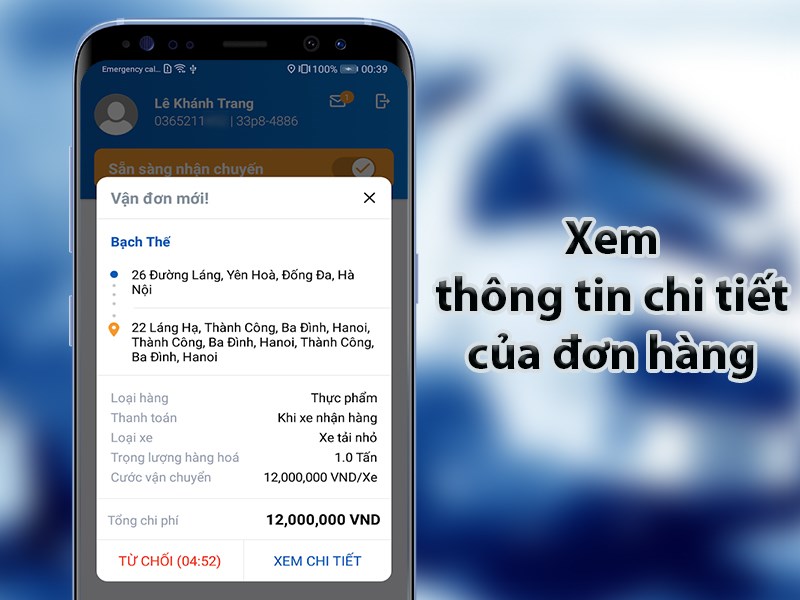 Xem thông tin chi tiết của đơn hàng
