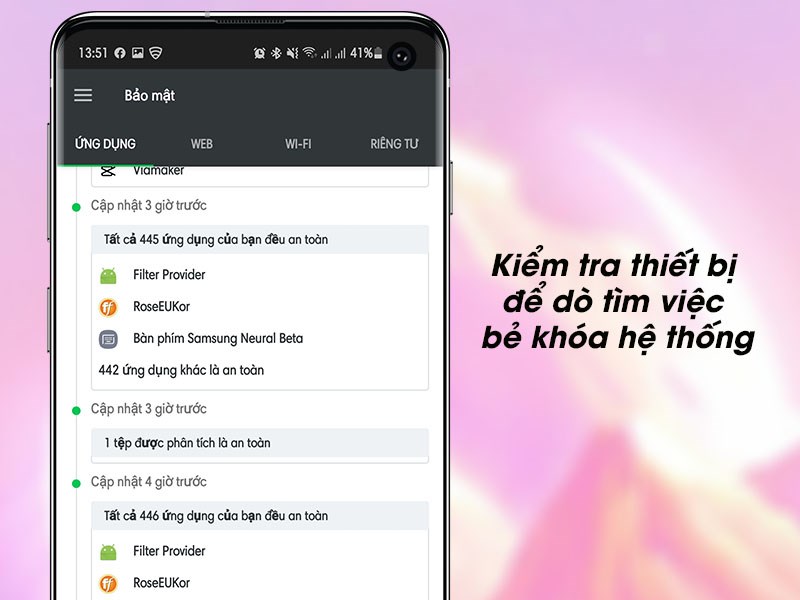 Kiểm tra thiết bị để d&ograve; t&igrave;m việc bẻ kh&oacute;a hệ thống