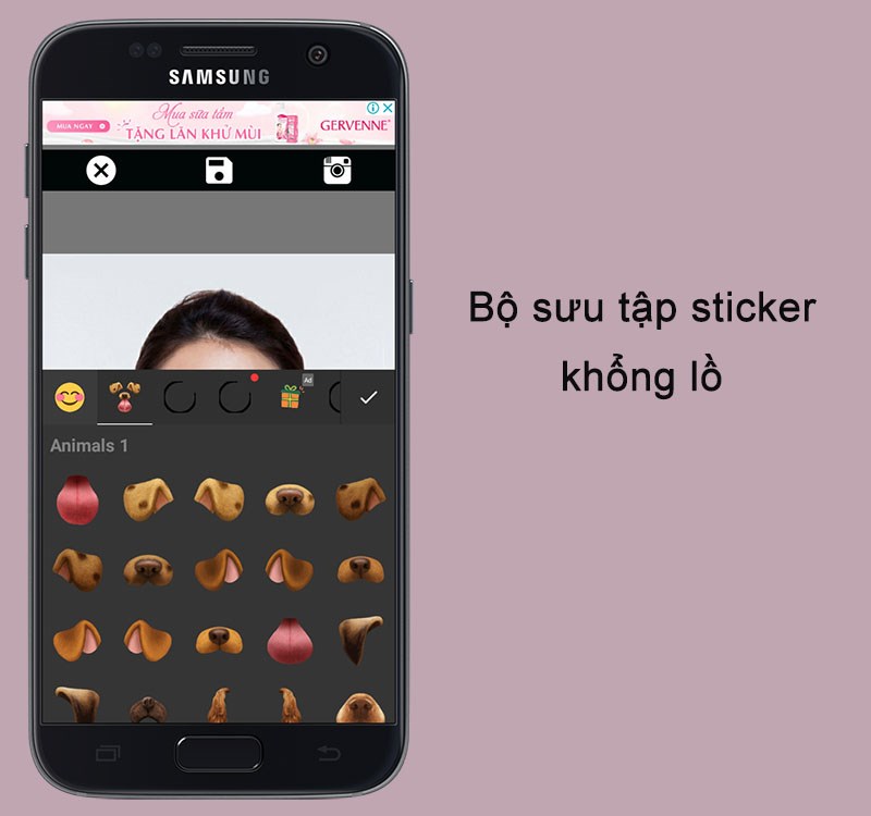 ứng dụng PicsApp Photo Editor cung cấp hàng ngàn sticker để bạn có thể lựa chọn