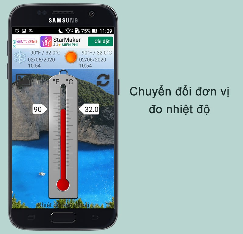 Chuyển đổi đơn vị đo nhiệt độ trên ứng dụng Nhiệt kế