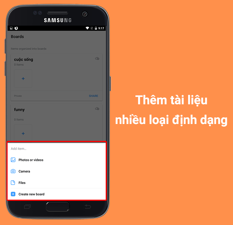 Thêm liên kết, hình ảnh, video và các tài liệu khác.
