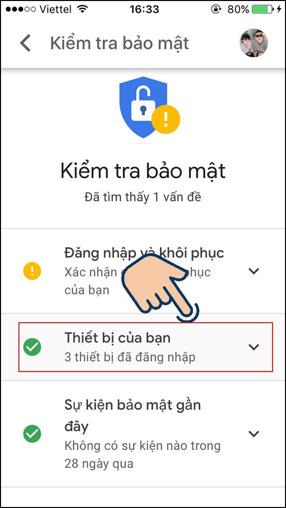 Chọn vào Thiết bị của bạn.