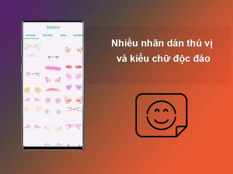 Nhiều nhãn dán thú vị và kiểu chữ độc đáo