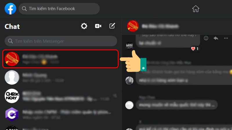 Vào Messenger trên máy tính hoặc nền tảng web, bạn chọn cuộc trò chuyện bất kỳ