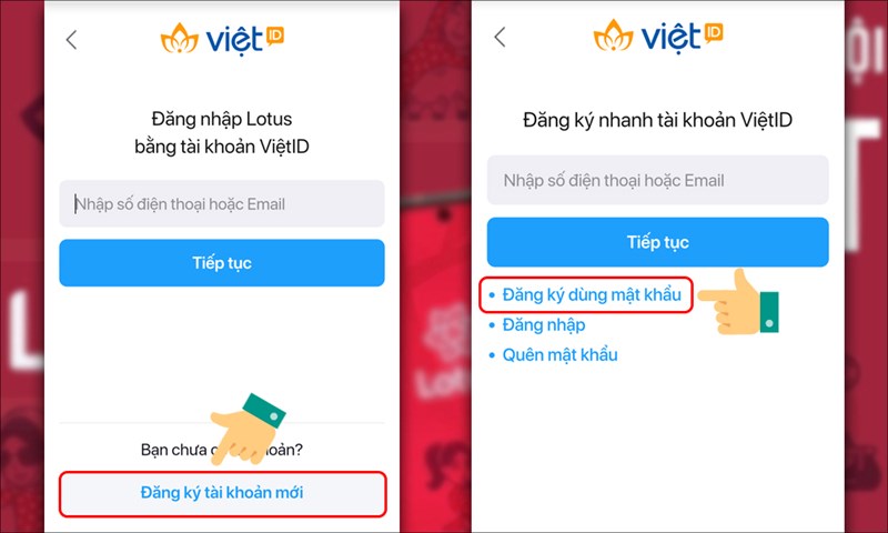 Đăng k&yacute; t&agrave;i khoản mới c&oacute; d&ugrave;ng mật khẩu