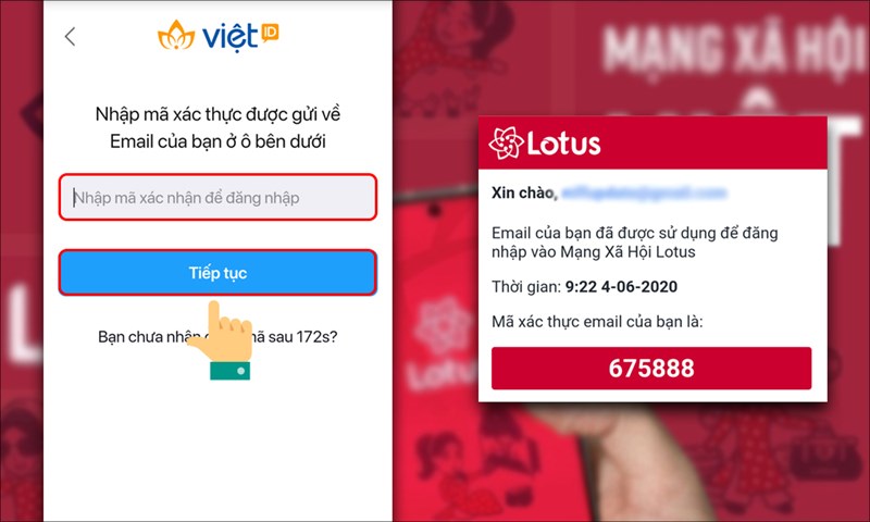 Nhập m&atilde; x&aacute;c thực được gửi qua Email